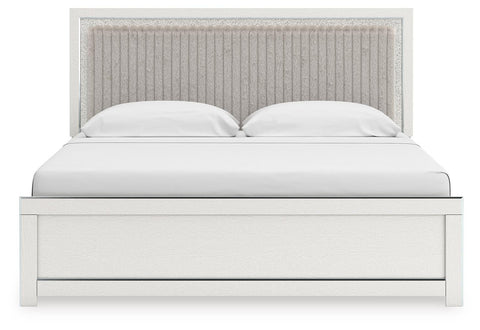 Zuraleus Upholstered Panel Platform Bed, Dresser, Mirror and Chest