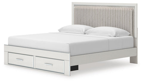 Zuraleus Upholstered Panel Platform Storage Bed, Dresser and Mirror