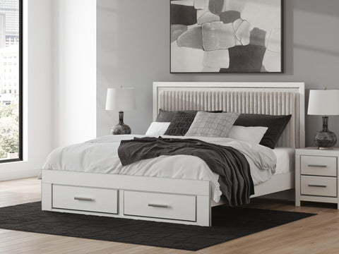 Zuraleus Upholstered Panel Platform Storage Bed, Dresser, Mirror and Nightstand