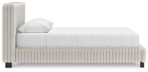 Zuraleus Upholstered Bed, Dresser, Mirror and Nightstand