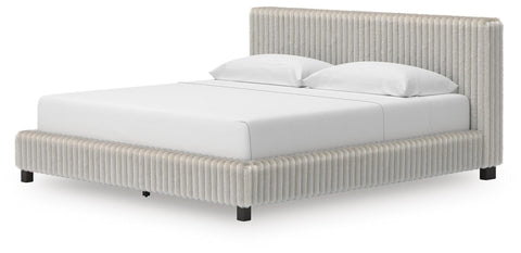 Zuraleus Upholstered Bed, Dresser, Mirror and Nightstand