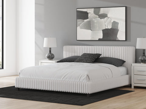 Zuraleus Upholstered Bed, Dresser, Mirror and Nightstand