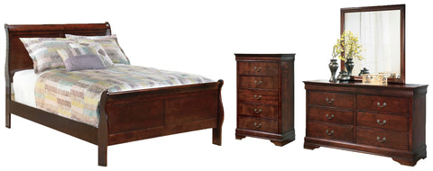 Alisdair Sleigh Bed with Mirrored Dresser and Chest