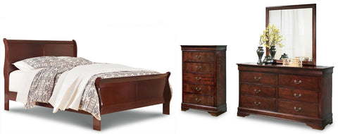 Alisdair Sleigh Bed with Mirrored Dresser and Chest