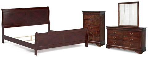 Alisdair Sleigh Bed with Mirrored Dresser and Chest