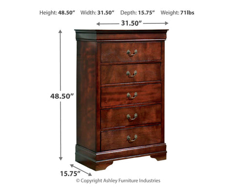 Alisdair Sleigh Bed with Mirrored Dresser, Chest and 2 Nightstands
