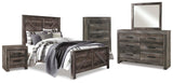 Wynnlow Crossbuck Panel Bed with Mirrored Dresser, Chest and Nightstand