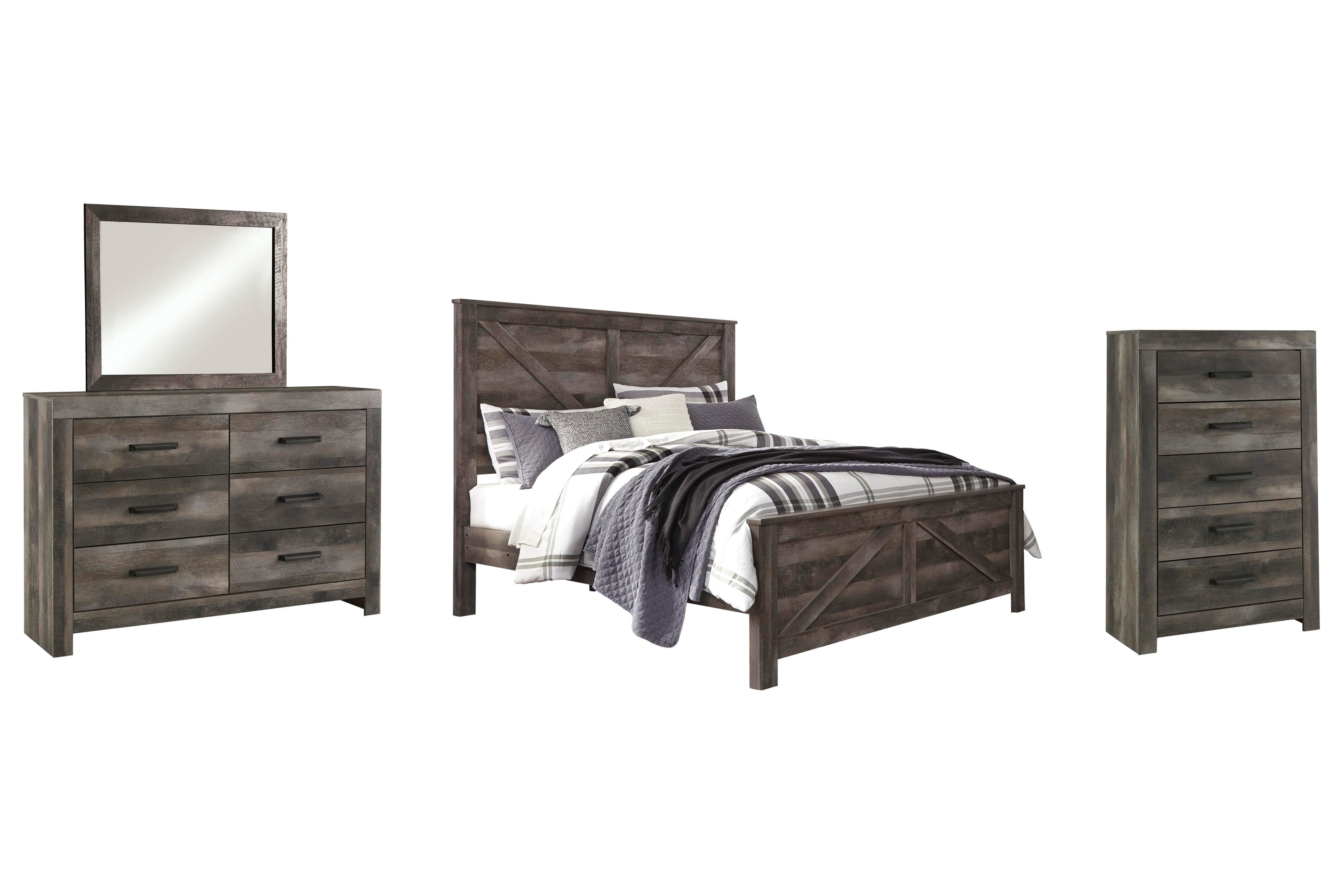 Wynnlow Crossbuck Panel Bed, Dresser, Mirror and Chest