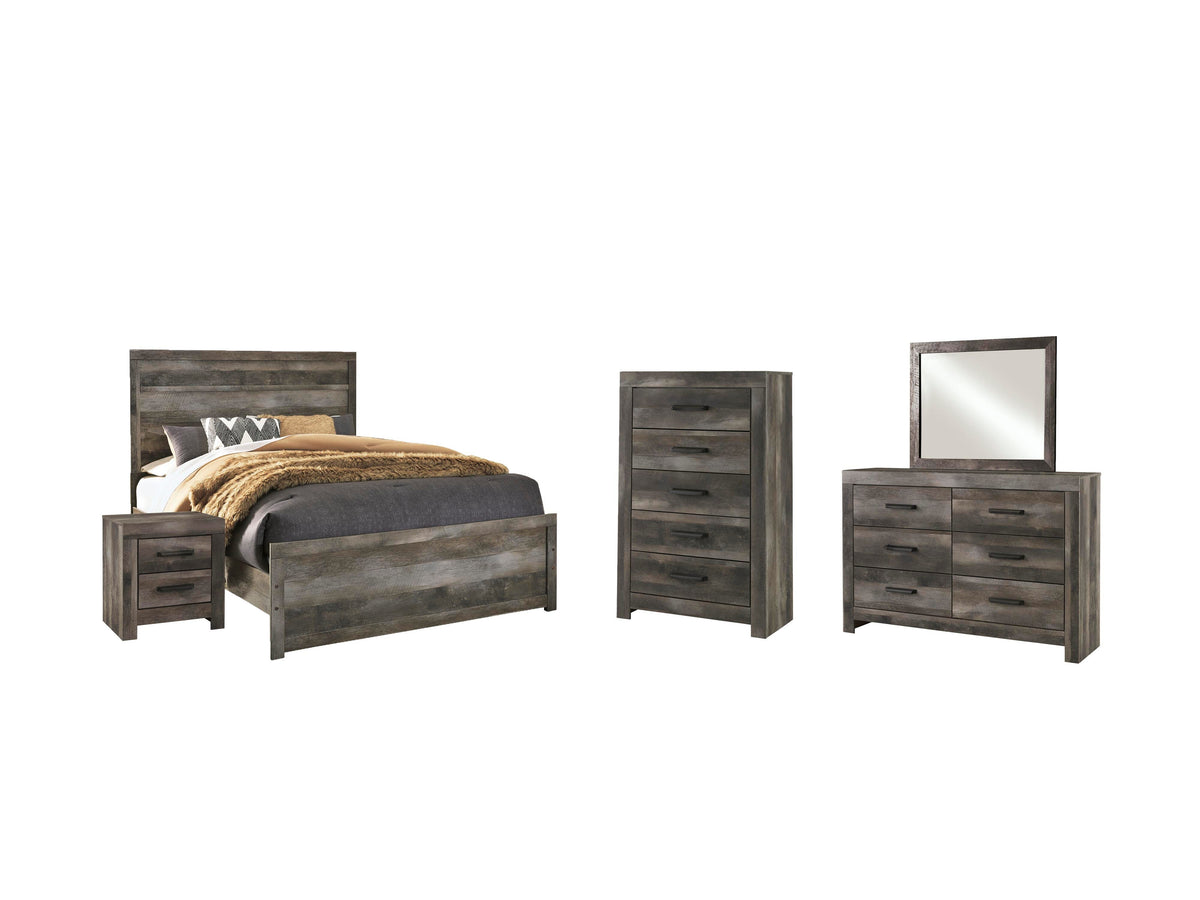 Wynnlow Panel Bed with Mirrored Dresser, Chest and Nightstand