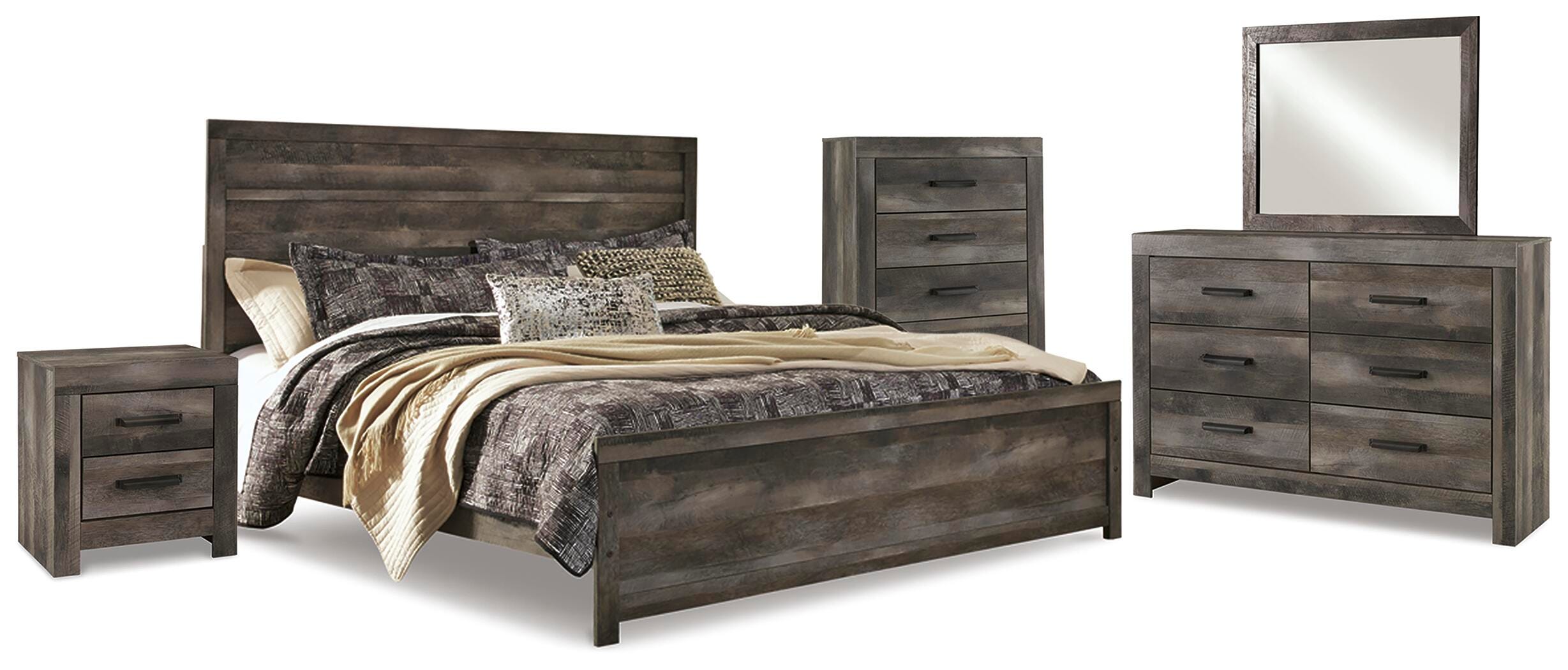 Wynnlow Panel Bed with Mirrored Dresser, Chest and Nightstand