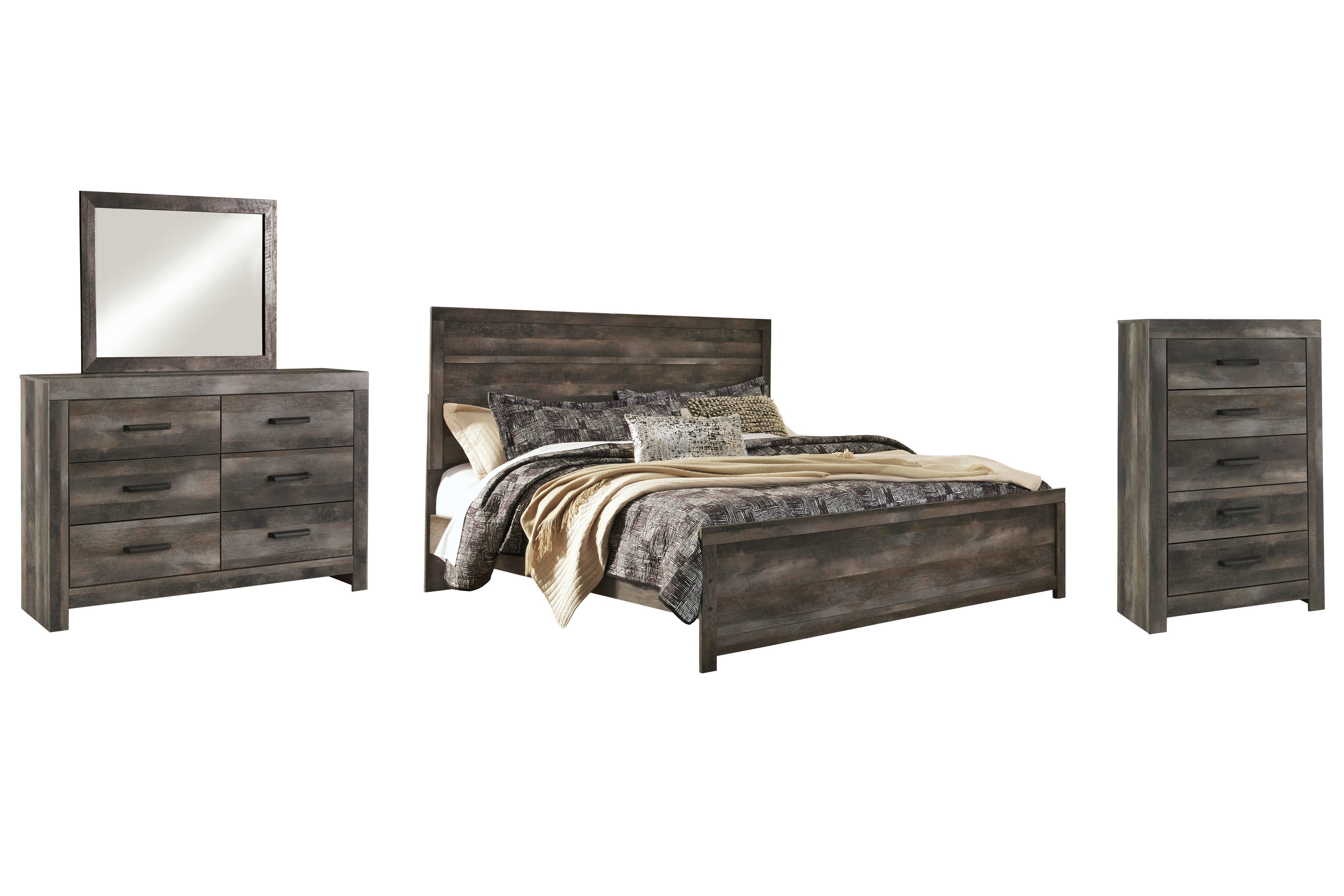 Wynnlow Panel Bed with Mirrored Dresser and Chest