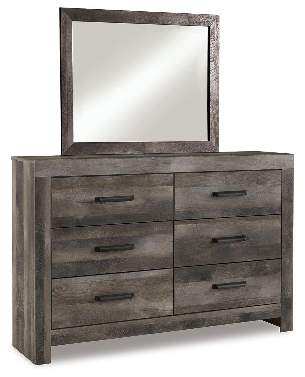 Wynnlow Crossbuck Panel Bed with Mirrored Dresser and 2 Nightstands