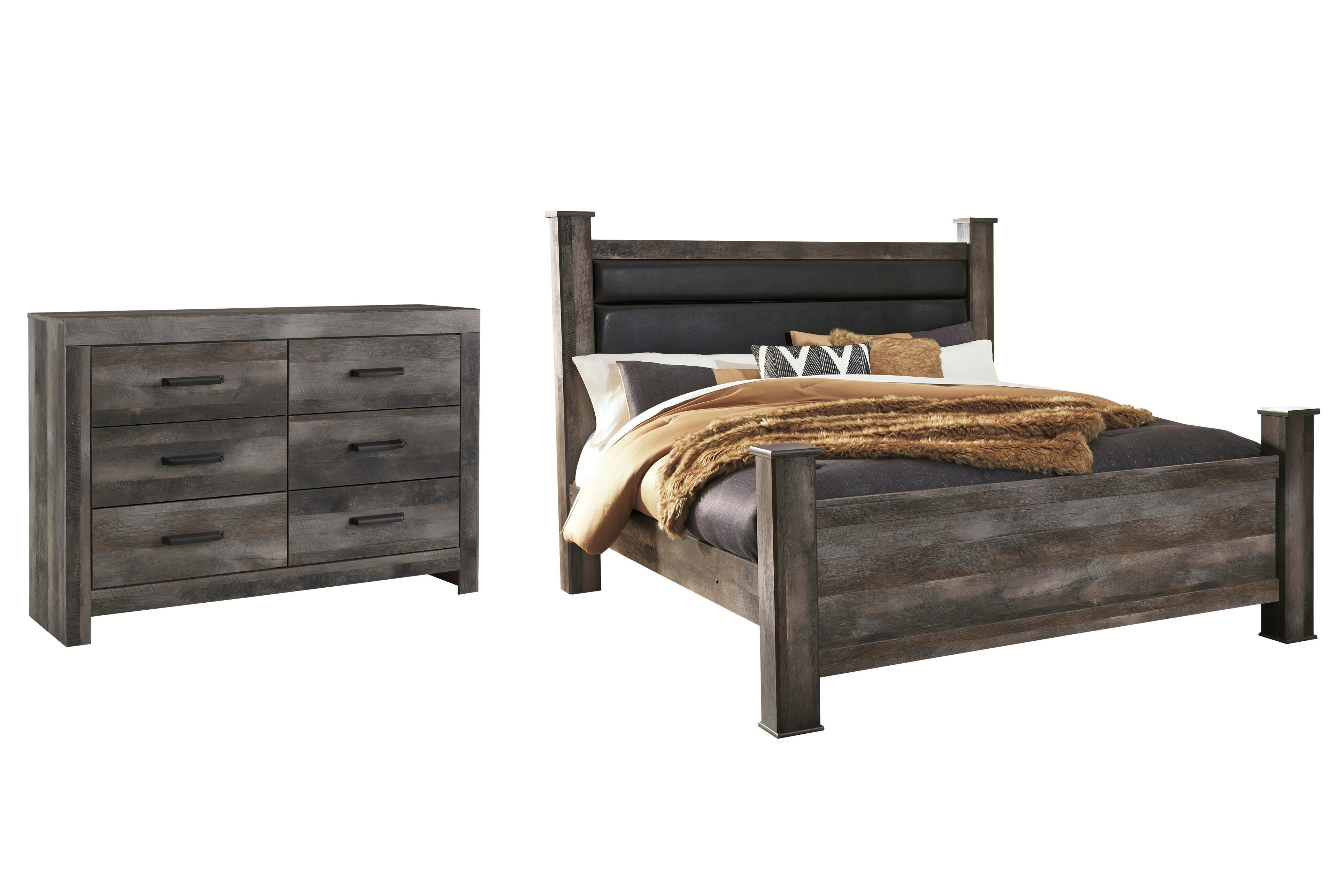 Wynnlow Upholstered Poster Bed and Dresser