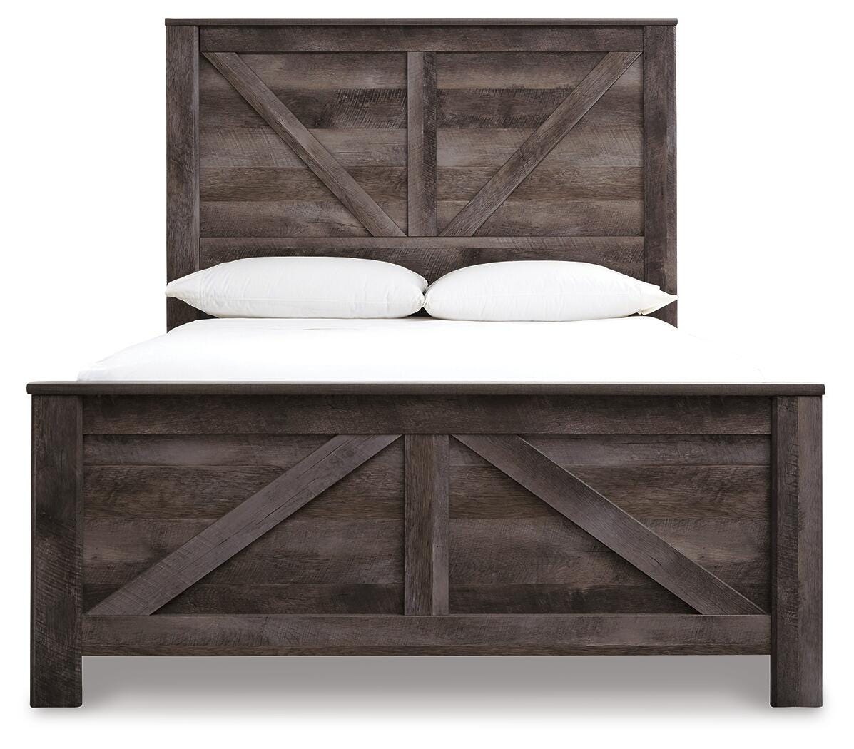 Wynnlow Crossbuck Panel Bed with Mirrored Dresser, Chest and 2 Nightstands