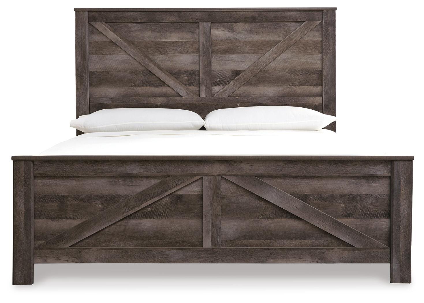 Wynnlow Crossbuck Panel Bed with Mirrored Dresser and 2 Nightstands