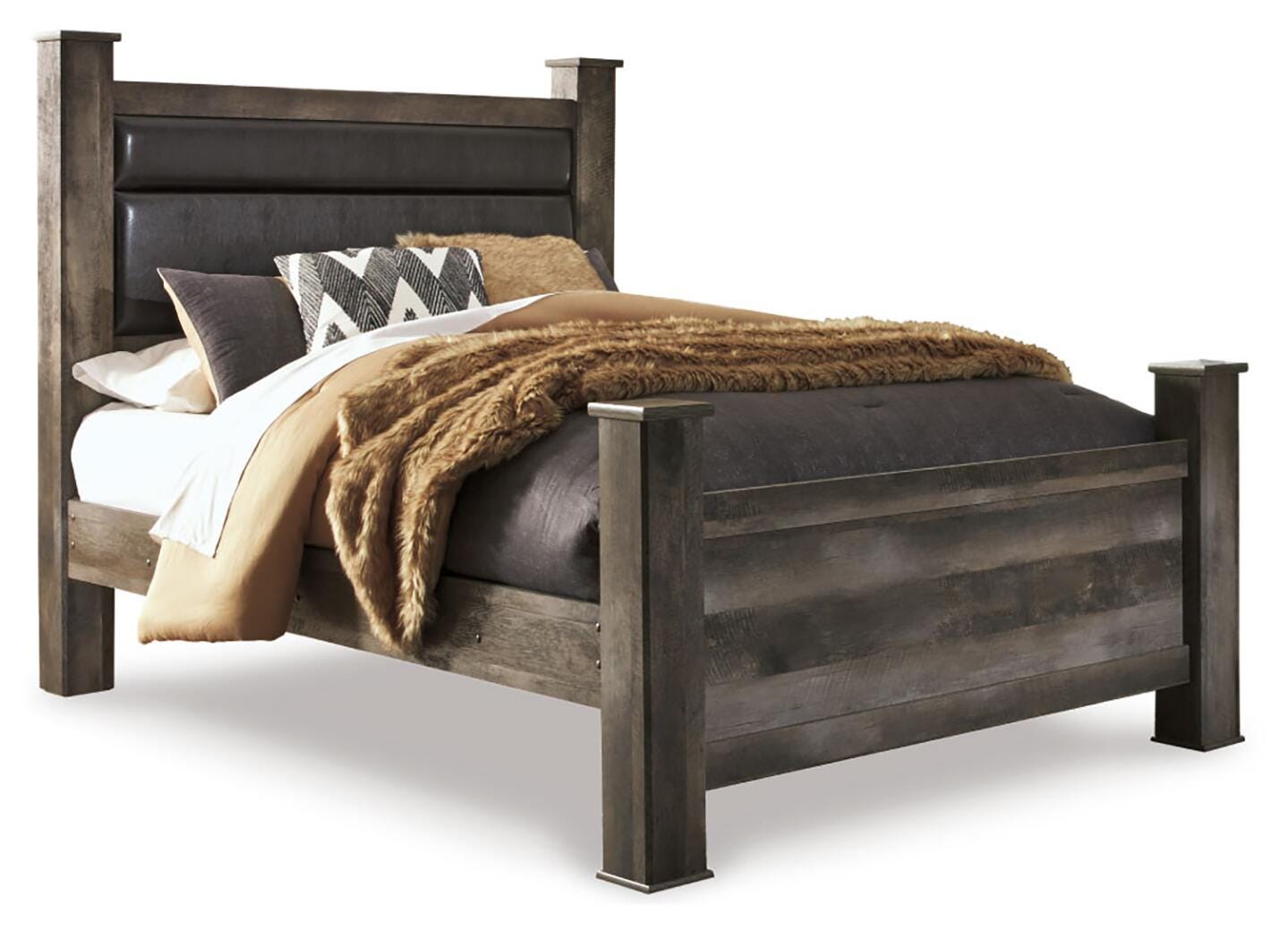 Wynnlow Upholstered Poster Bed, Dresser and Mirror
