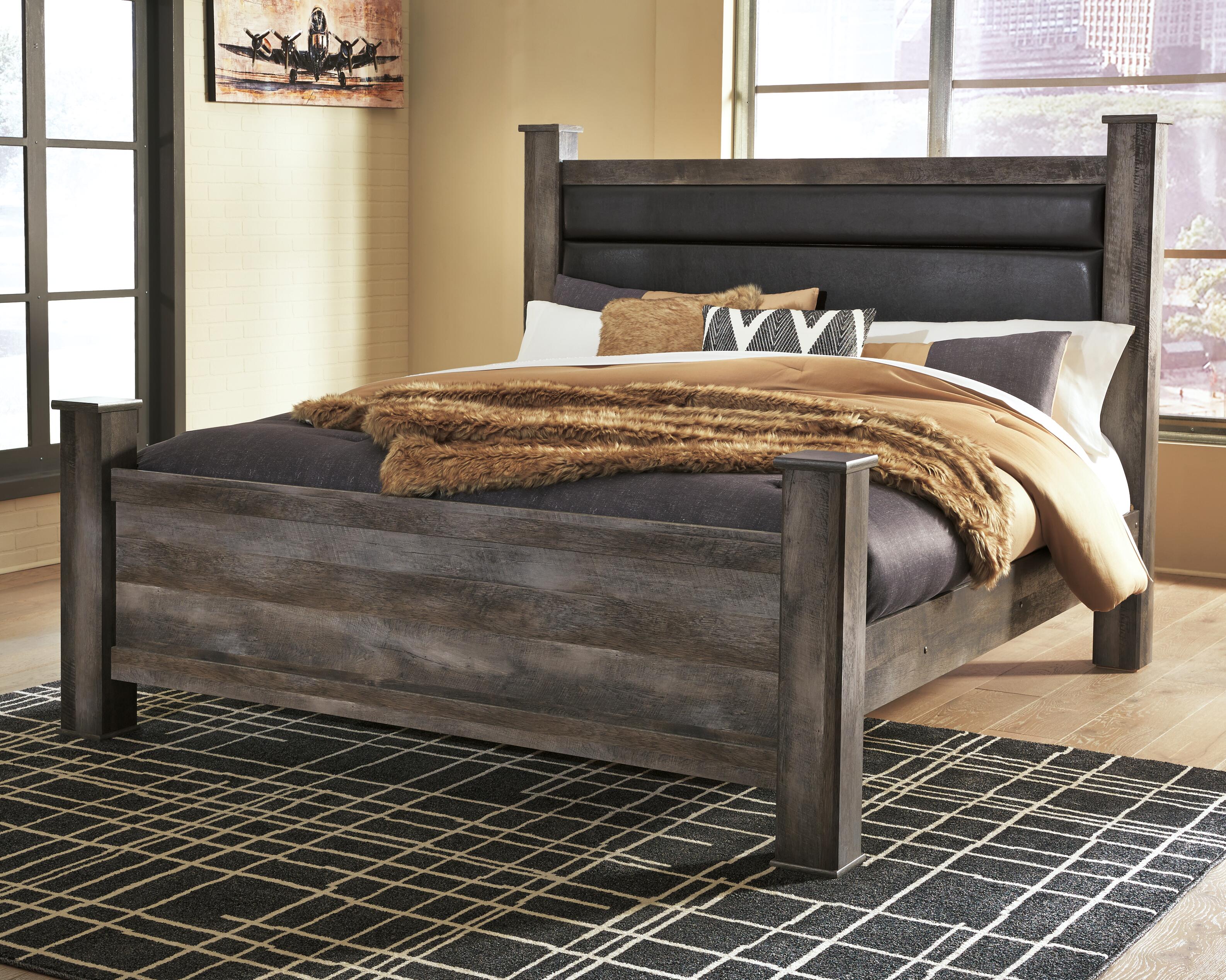 Wynnlow Upholstered Poster Bed, Dresser, Mirror, Chest and Nightstand
