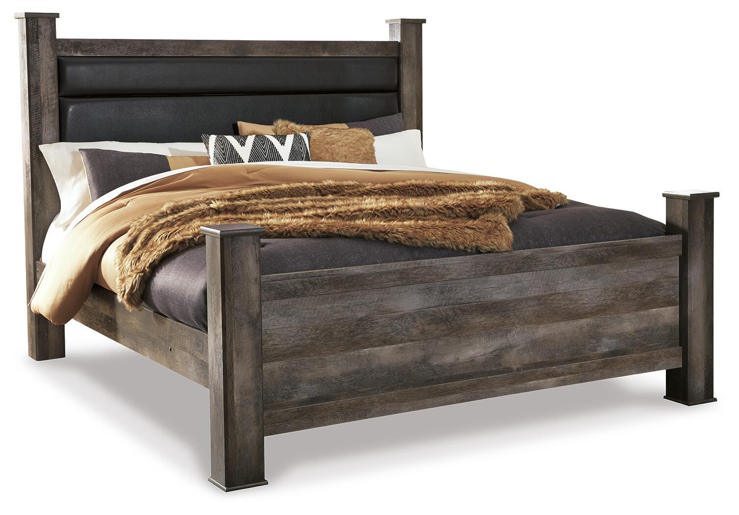 Wynnlow Upholstered Poster Bed, Dresser, Mirror, Chest and Nightstand