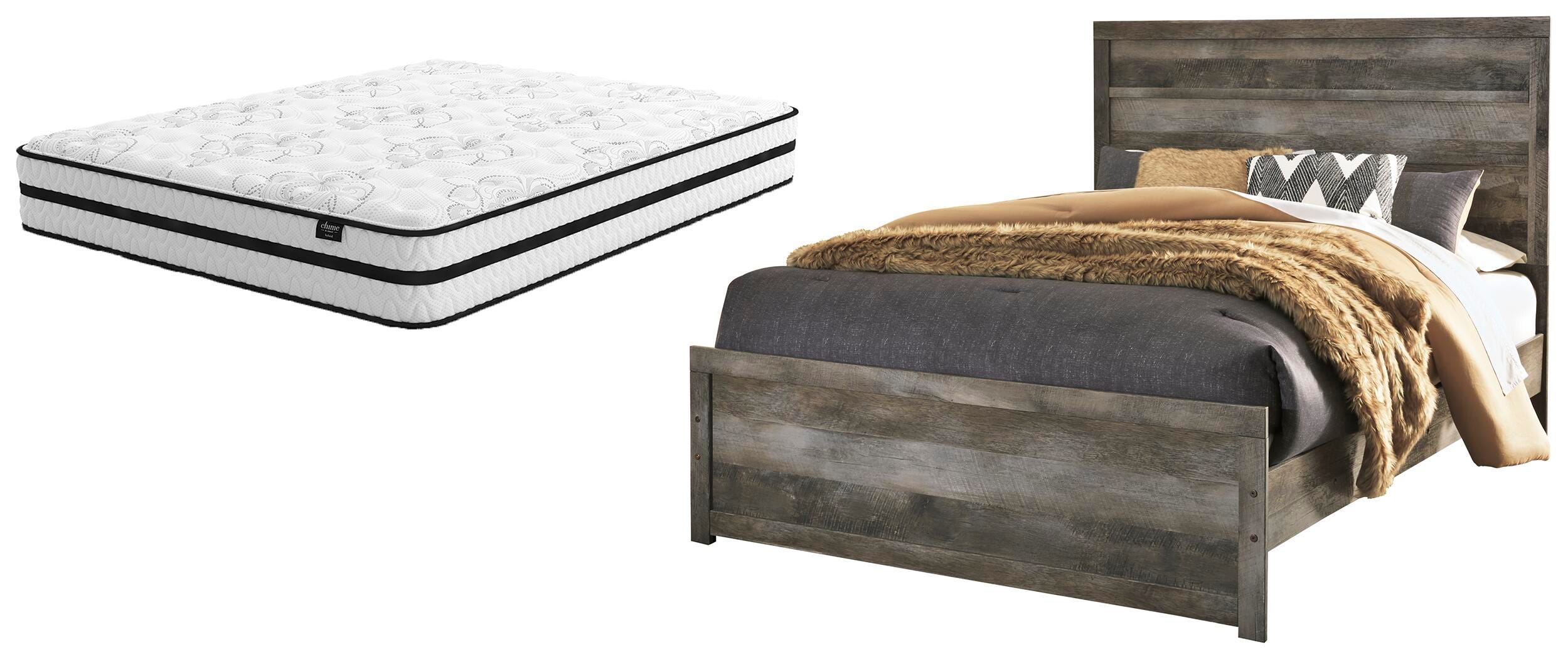 Queen Panel Bed with Mattress