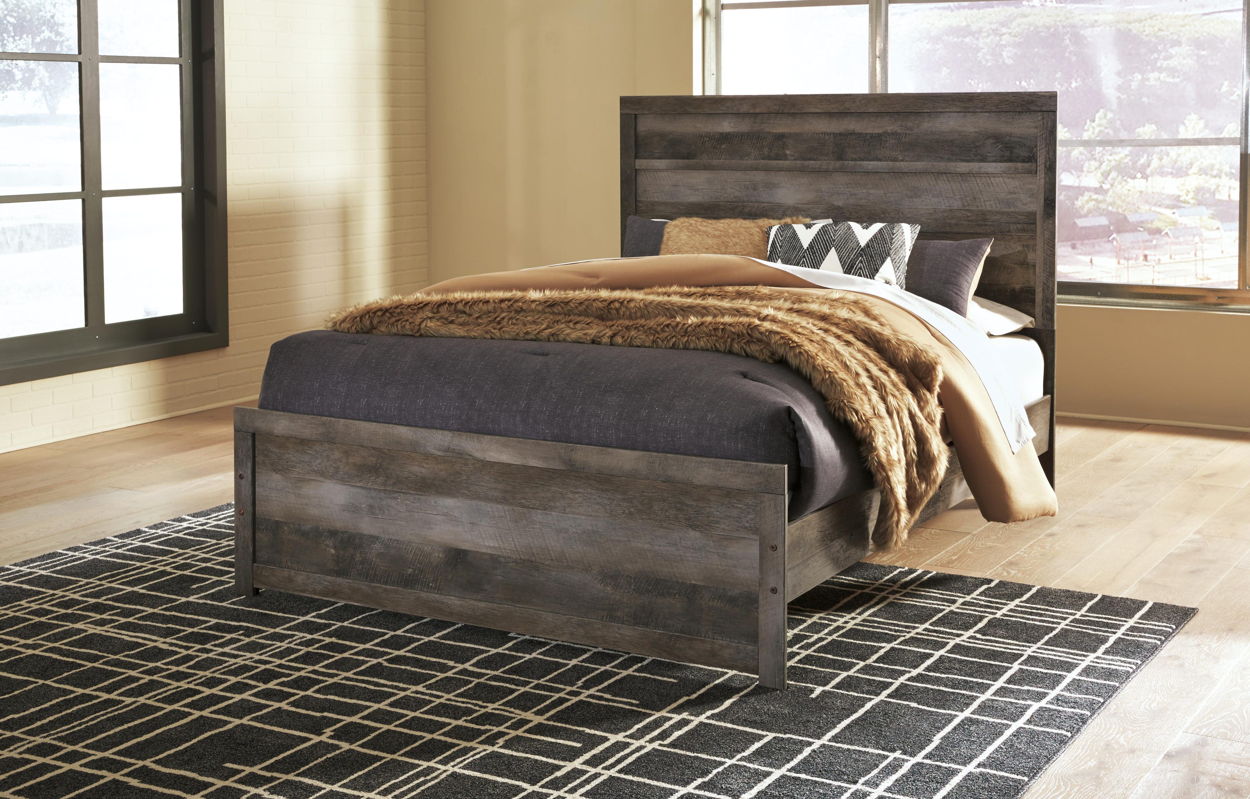 Queen Panel Bed with Mattress