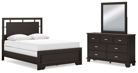 Covetown Panel Bed with Mirrored Dresser