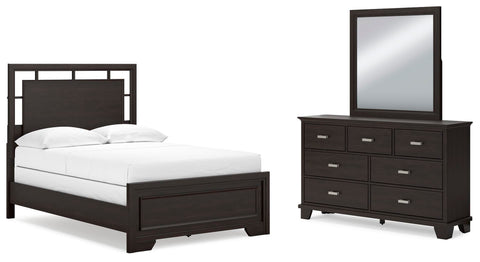Covetown Panel Bed with Mirrored Dresser