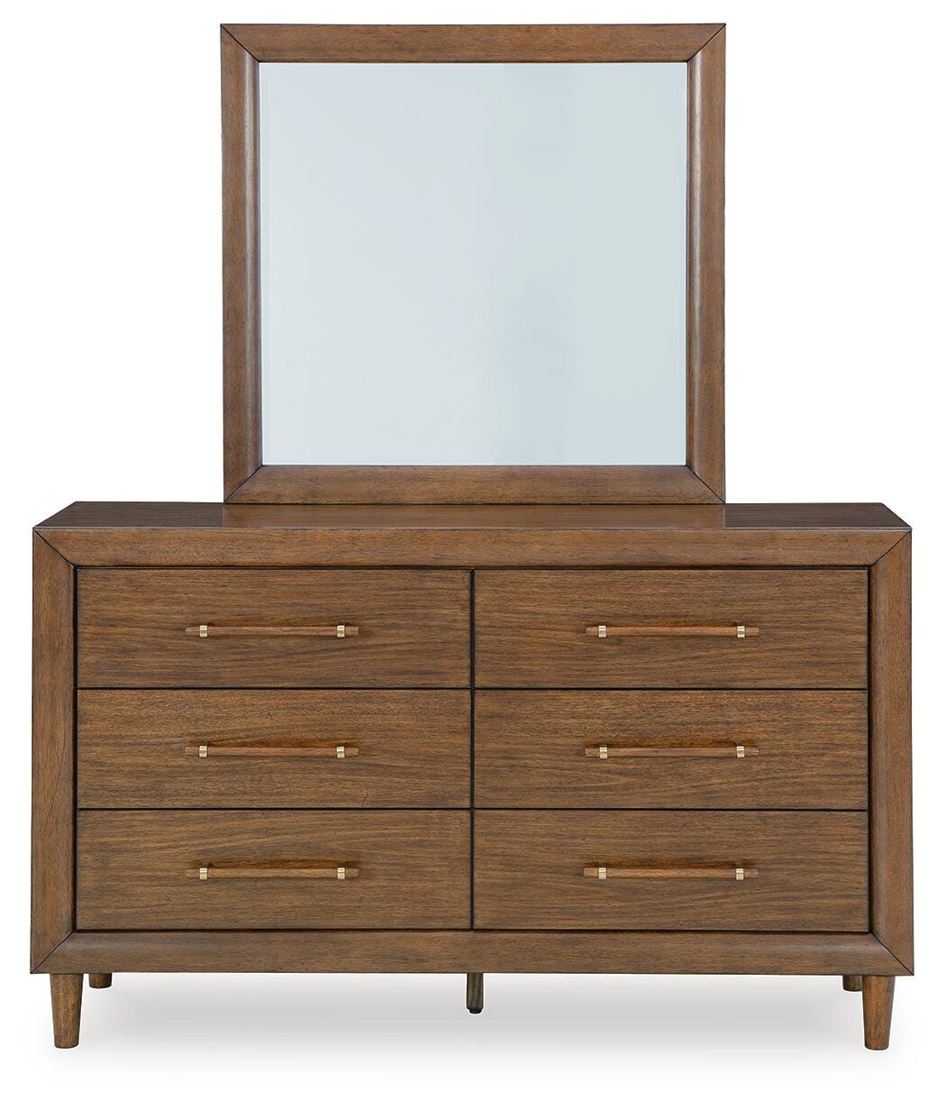 Lyncott Upholstered Bed, Dresser, Mirror and 2 Nightstands