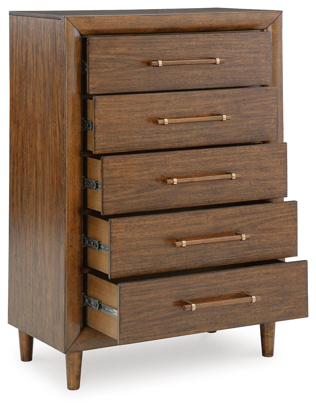 Lyncott Upholstered Bed with Mirrored Dresser, Chest and 2 Nightstands