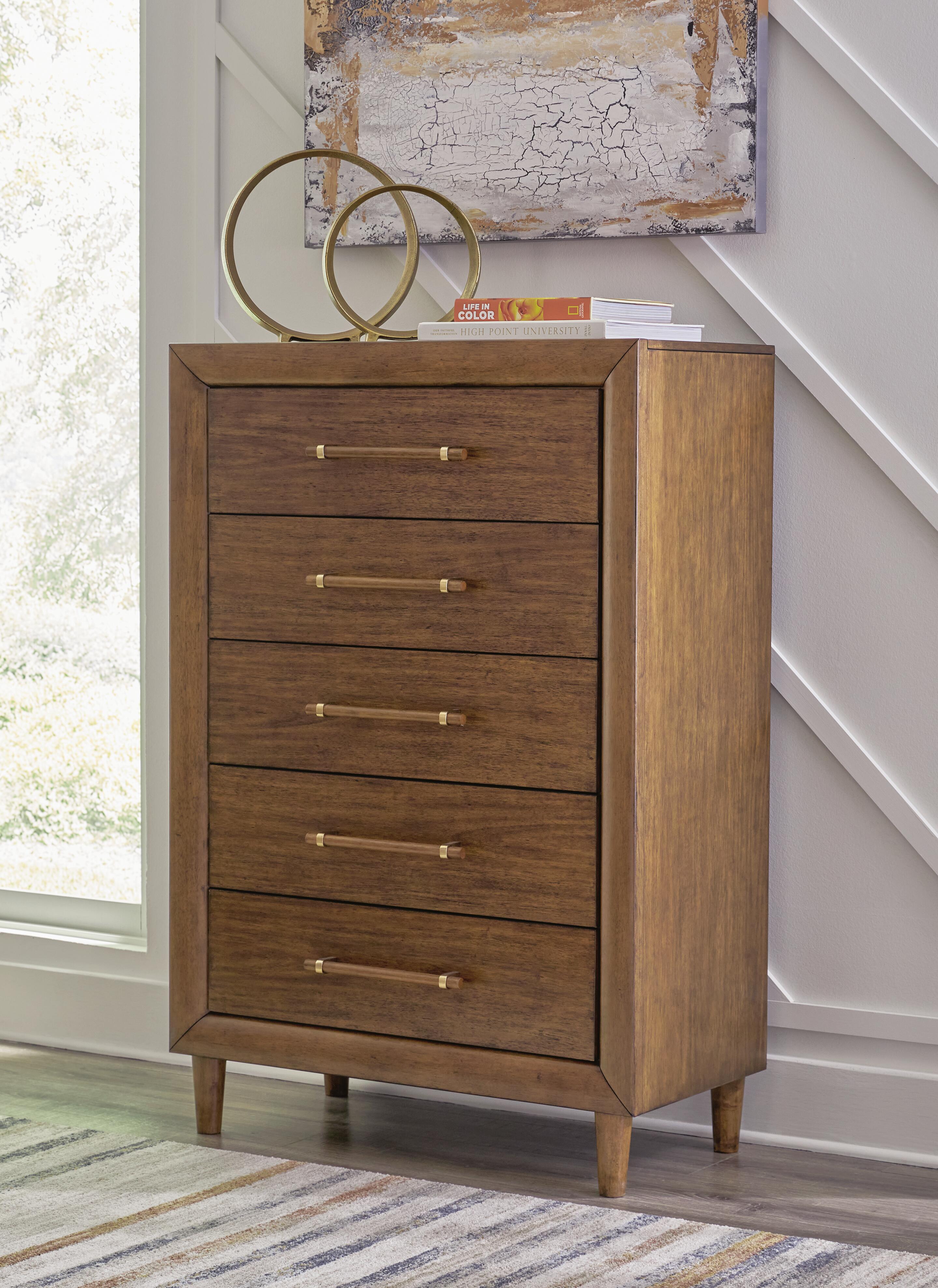 Lyncott Upholstered Panel Bed, Dresser, Mirror, Chest and Nightstand