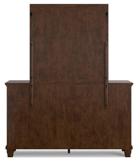 Danabrin Panel Bed with Mirrored Dresser and Chest