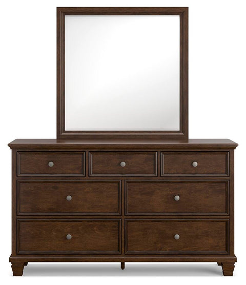 Danabrin Panel Bed with Mirrored Dresser and Chest