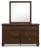 Danabrin Panel Bed with Mirrored Dresser and Chest