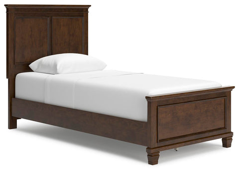 Danabrin Panel Bed with Mirrored Dresser and Chest