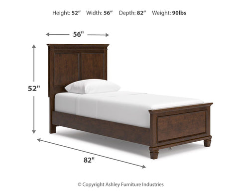 Danabrin Panel Bed with Mirrored Dresser and Chest