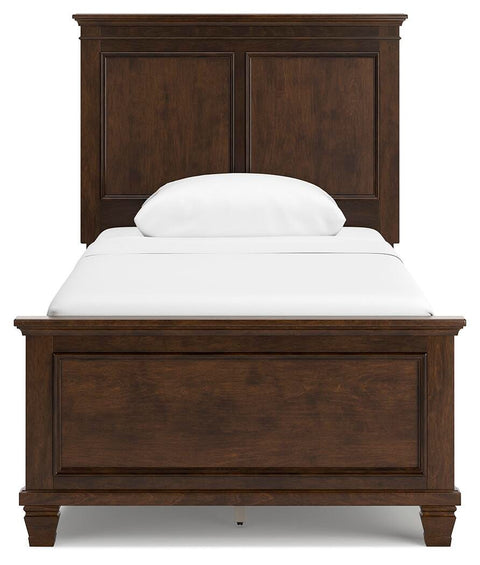 Danabrin Panel Bed with Mirrored Dresser and Chest