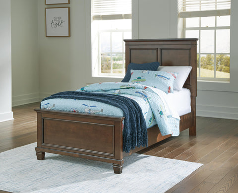 Danabrin Panel Bed with Mirrored Dresser and Chest