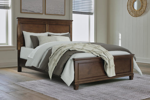 Danabrin Panel Bed with Mirrored Dresser and Chest