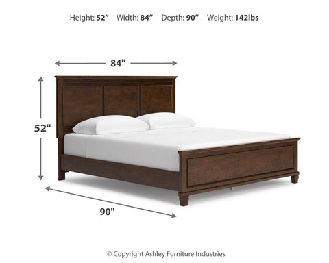 Danabrin Panel Bed with Mirrored Dresser and Chest