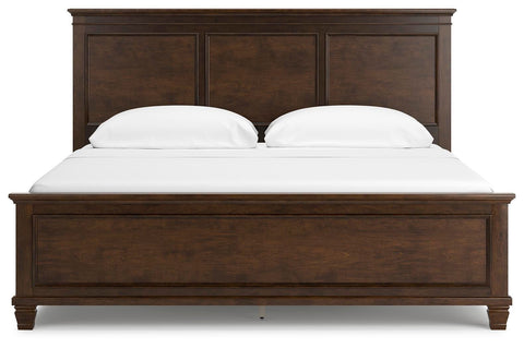 Danabrin Panel Bed with Mirrored Dresser and Chest