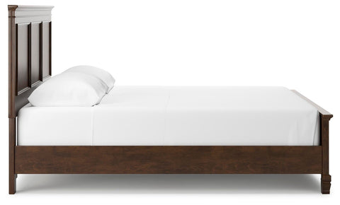 Danabrin Panel Bed with Mirrored Dresser and Chest