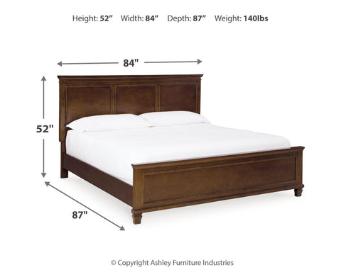 Danabrin Panel Bed with Mirrored Dresser and Chest