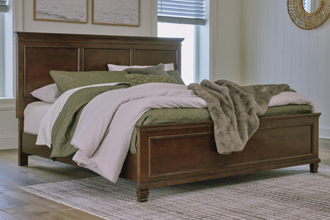Danabrin Panel Bed with Mirrored Dresser and Chest