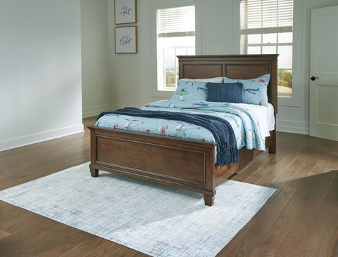 Danabrin Panel Bed with Mirrored Dresser and Chest