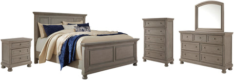 Lettner Panel Bed with Mirrored Dresser, Chest and Nightstand