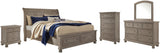 Lettner Sleigh Bed with Mirrored Dresser, Chest and Nightstand