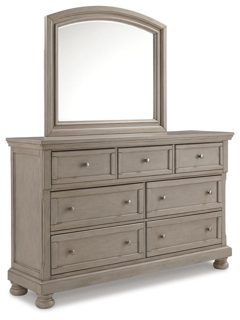 Lettner Panel Bed with Mirrored Dresser and 2 Nightstands
