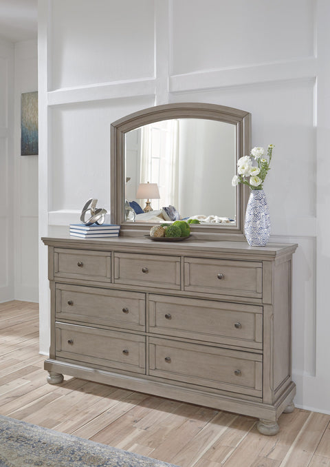Lettner Panel Bed with Mirrored Dresser and 2 Nightstands