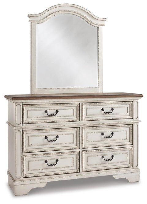 Realyn Panel Bed, Dresser, Mirror and Nightstand