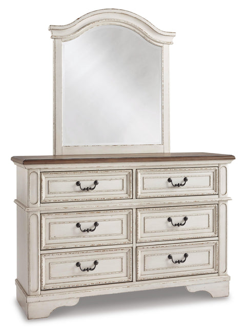 Realyn Panel Bed with Mirrored Dresser, Chest and 2 Nightstands