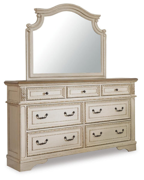 Realyn Sleigh Bed, Dresser Mirror and Nightstand